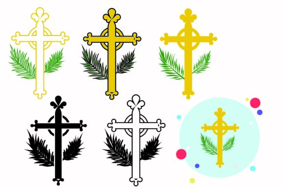 Leaf Christian Cross Vector Icon-3 for Brand Identity